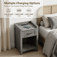 thumbnail image 3 of LEDREM Set of 2 Farmhouse Nightstands with Charging Station, Side Tables with Drawer and Open Shelf for Bedroom, Misty Gray, 3 of 6