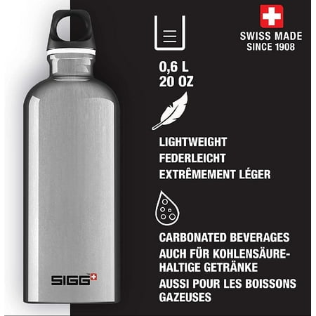

- Aluminum Water Bottle - Traveller - Swiss Design - with Screw Cap - Leakproof Lightweight BPA Free
