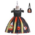 thumbnail image 2 of KAWELL Costume de Citrouille d'Halloween pour Fille avec Sac pour 3-12 Ans, 2 of 5