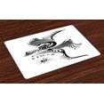 thumbnail image 1 of Ambesonne Feather Place Mats Set of 4, Abstract Phoenix Design, Standard Size, Black and White, 1 of 4