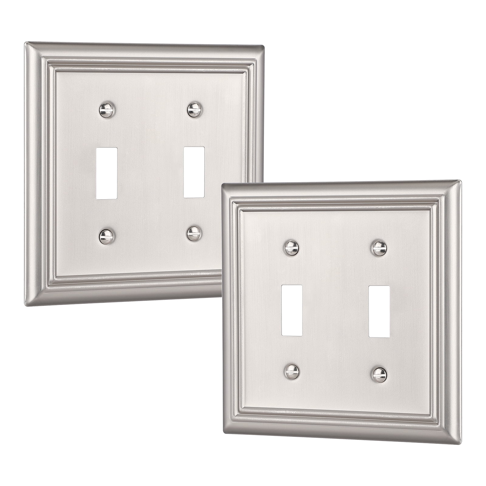 DEWENWILS Double Toggle Wallplates, Brushed Nickel Light Switch Covers