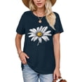 thumbnail image 2 of NAMTYQX Women's Summer Tops Cool Loose Plus Size Graphic Casual Scoop Neck Lightweight mit Muster Short Sleeve Hawaiian Shirts for Women Navy Size L, 2 of 4