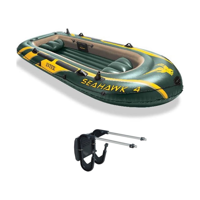 Intex Seahawk 4 Ensemble de Bateau Gonflable + Rames/pompe/montage Moteur / 68351E+ 68624E