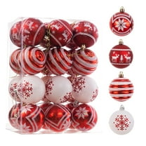 Christmas Decorations Glass Christmas Tree Ornaments - 60mm/2.36" [24 Pieces] Decorated Balls from PHIGZNT Seamless Hanging Holiday Decor (Bafflo Plaid with White Snowflakes)