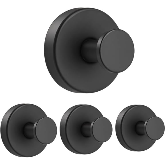 4 packs Luxe Hold No-Drill Hooks, 2025 Upgraded Suction Cup Hooks, Stainless Steel Waterproof Suction Cup Hooks (Black*4)
