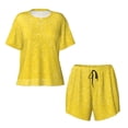 thumbnail image 4 of Naloa Yellow Glitter Women's Short-Sleeved Pajama Set, Loungewear, Summer pajamas, Breathable Cozy - Small, 4 of 9
