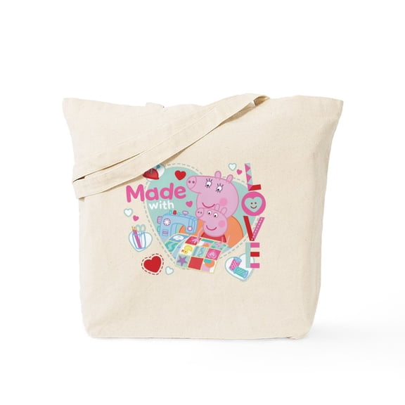 CafePress - Peppa Pig: Made With Love - Unisex Canvas Tote Bag, Beige, 1-Piece