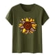 thumbnail image 4 of Gibobby Playera Corte clásico para Mujer Camiseta verano girasol para mujer, blusa holgada talla grande, camisetas casuales gráficas manga corta para chica(Verdemilitary,G), 4 of 5