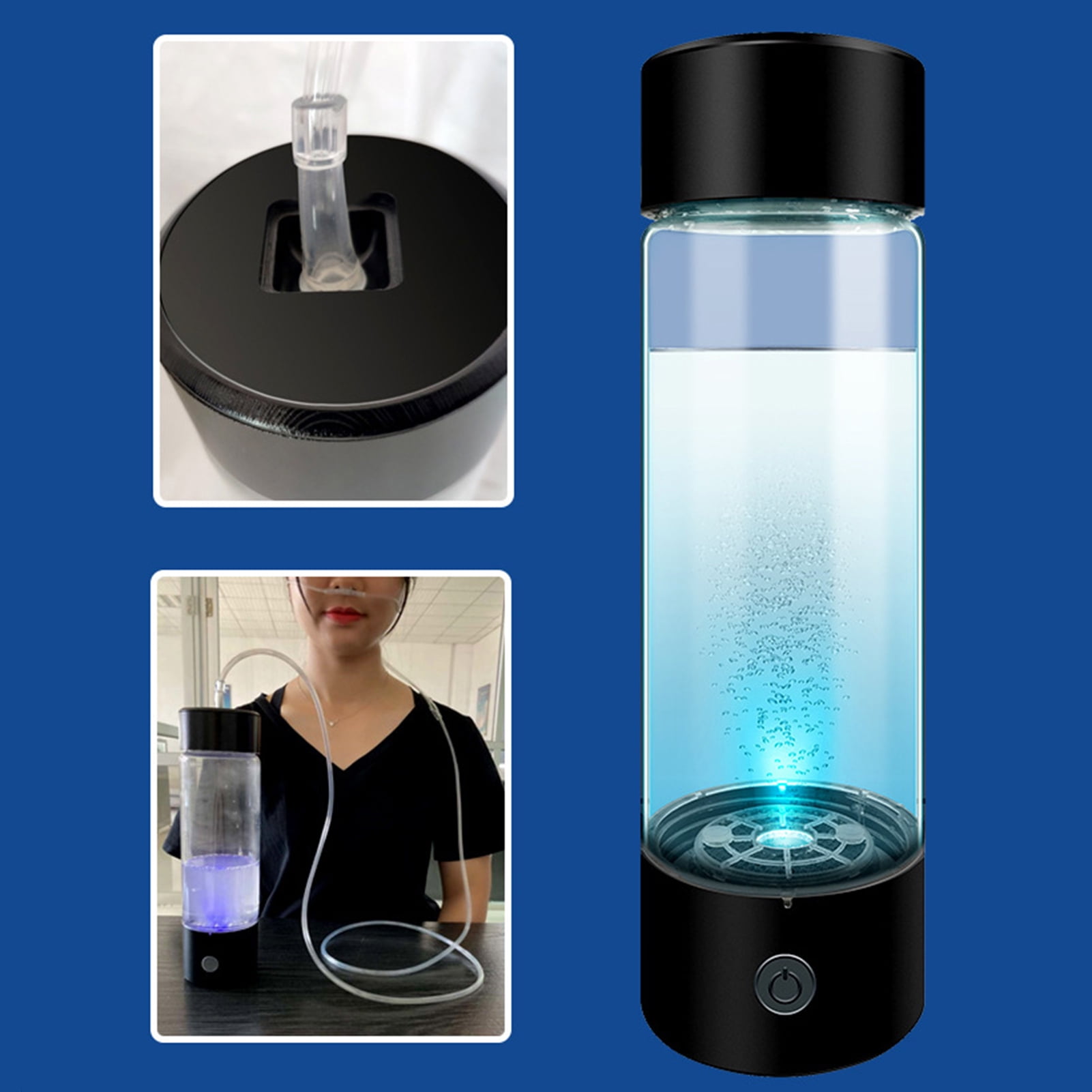 Homelife Portable Hydrogen Rich Water Cup Leak-proof Transparent Glass Water Bottle Hydrogen & Oxygen Separation Smart Water Kettle for Outdoor Travel Camping Hiking