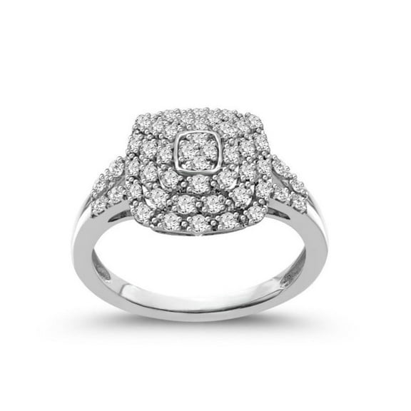 0.40 Carat Diamond Square Ring in Sterling Silver