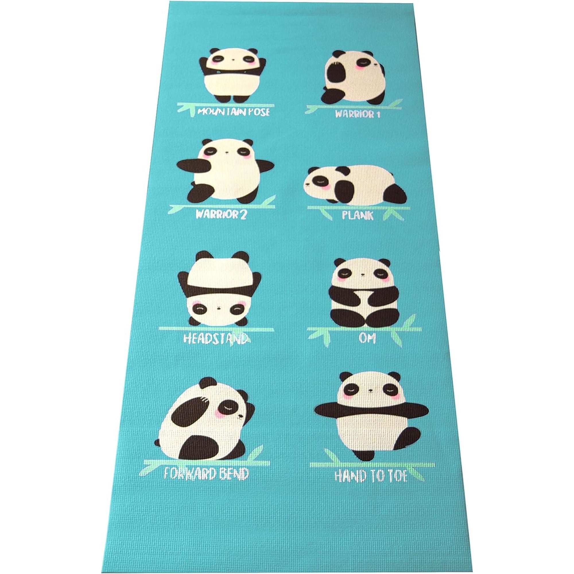 Sticky 60" x24" Yoga Mat - 3mm Thick Comfortable Workout Floor Mat for Kids - Foldable Yoga Mat for Yoga, Pilates, Gym and Stretching, Wave Panda