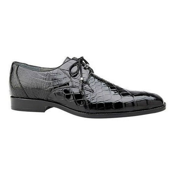 Belvedere Men's Shoes Lago Genuine Alligator Plain Toe Tassel Black 14010