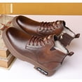 thumbnail image 4 of AUDeals Mens Leather High Top Combat Boots Water Resistant Lace Up Hiking Chukka Boots (Coffee, 8.5), 4 of 5