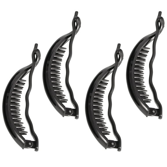 Soimiss 4Pcs Black Plastic Dolphin Clamp Hair Clips with Protective Teeth for Easy Use