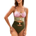 thumbnail image 2 of TEVEQ Fashionable Color Blocked Metal Stretch Piece Swimsuit Wit One Piece Swimsuit Women Tummy Control Slimming Cheeky Modest 2025 Trendy Swim Suits for Women 2025 Bathing Suit for Women One Piece, 2 of 9