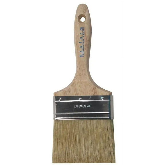 4" Proform CB4.0X White China Straight Cut Stiff Paint Brush, Beavertail Handle