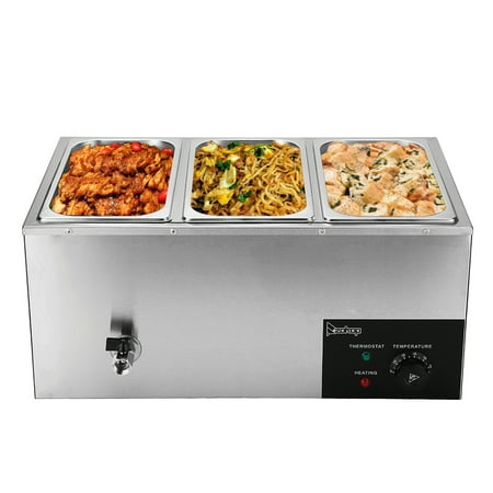 

Zimtown 6.9Qt Commercial Grade Stainless Steel Bain Marie Buffet Food Warmer Steam Table 3 Pan