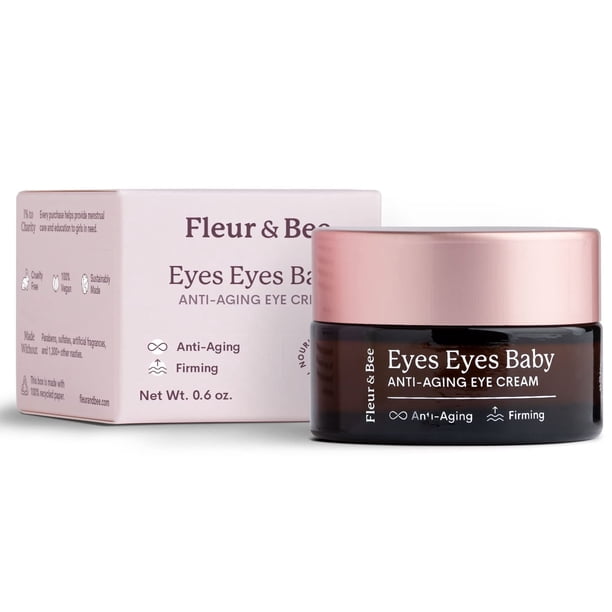 Crema de ojos antienvejecimiento FLEUR & BEE | Limpio vegano y libre de crueldad | Para ojeras, ojos hinchados y arrugas | Todo tipo de piel | Ojos Ojos Bebé 0.6 oz