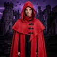 thumbnail image 5 of Hvyesh Medieval Renaissance Crop Cape Gothic Vintage Hood Shawl Unisex Hooded Cowl Steampunk Cosplay Costume, 5 of 10