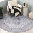 thumbnail image 2 of SAFAVIEH Tucson Tanja Oriental Machine Washable Area Rug, Light Gray, 6' x 6' Round, 2 of 7