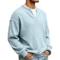 thumbnail image 3 of BRANROY Men's Waffle V Neck Long - Sleeve Tee Shirts for Men with Soft Waffle Knit for Everyday Comfort, Layering and Weekend Outings,Blue M, 3 of 7