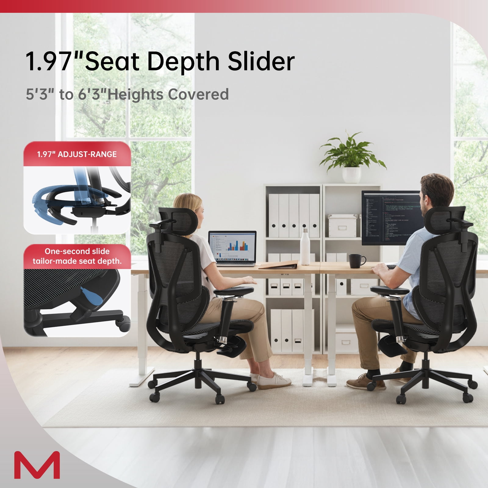 Ergonomic Mesh Office Chair with Ultra-Wide Lumbar Support & 360° Adjustable Armrests for All-Day Comfort