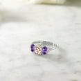 thumbnail image 4 of Gem Stone King 10K White Gold 3-Stone Diamond Engagement Ring 1.57 Ct Oval Peach Morganite Purple Amethyst (Size 6), 4 of 4