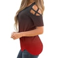 thumbnail image 5 of DYMADE Womens Blouse Strappy Short Sleeve Cold Shoulder Tops, 5 of 7