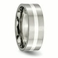 thumbnail image 4 of Titanium 925 Sterling Silver Inlay 8mm Band Ring Wedding Precious Metal, 4 of 10