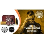 Viking Revolution Ultimate Grooming Kit for Men - Boar Brush, Wood Comb, Sandalwood Balm & Oil, Scissors for Beard & Mustache