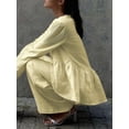 thumbnail image 3 of V-Neck Blouse with Flared Sleeves & Pants Set (L, Yellow), 3 of 6