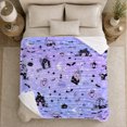 thumbnail image 5 of Whimsical Halloween Pattern Glittery Purple Motifs, Festive Halloween Scene, Warm Flannel Blanket for Living Room and Family Room, Art Lovers Halloween Gift, Festive Home Decor, 5 of 9