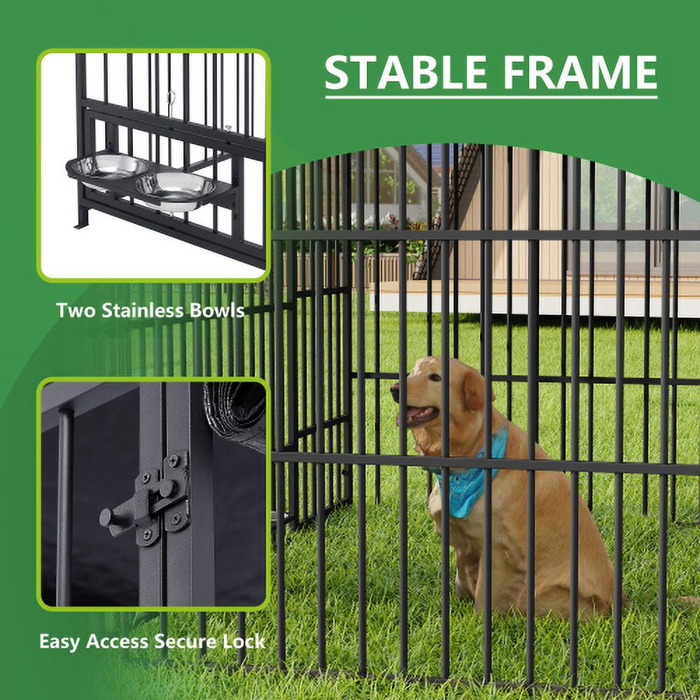 Large Dog Kennel Outdoor Pet Pens Dogs Run Enclosure Animal Hutch Metal Coop Fence with Roof Cover(6.6'L x 3.9'W x 5.9'H)