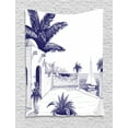 thumbnail image 1 of Vintage Boat Tapestry, Beach House by the Sea Sunny Summer Mediterranean Climate Artwork Print, Wall Hanging for Bedroom Living Room Dorm Decor, 40W X 60L Inches, Indigo and White, by Ambesonne, 1 of 2