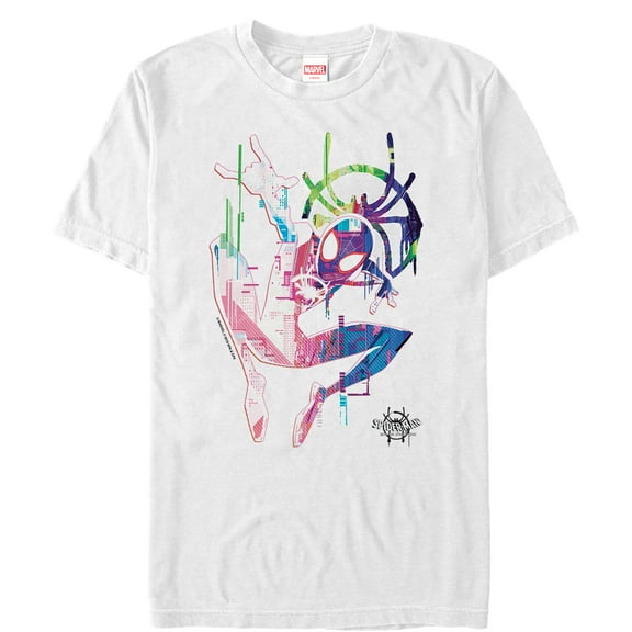 Men's Marvel Spider-Man: Into the Spider-Verse Rainbow Watercolor  Graphic Tee White 3X Large