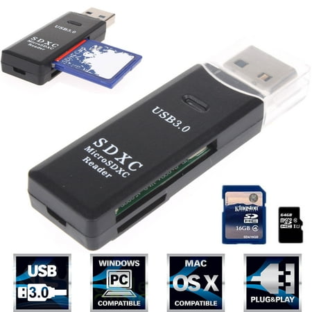 TSV USB 3.0 5Gbps Micro SD SDXC TF T-Flash 2in1 Memory Card Mini Reader (Best Micro Sd Card Reader)