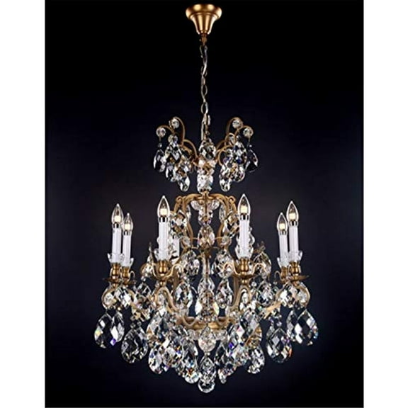 Design Living Brass Metal Chandelier With Clear Crystals