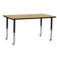 thumbnail image 1 of ECR4Kids 36in x 60in Rectangle Premium Thermo-Fused Adjustable Activity Table Oak/Black/Black - Super Leg, 1 of 2