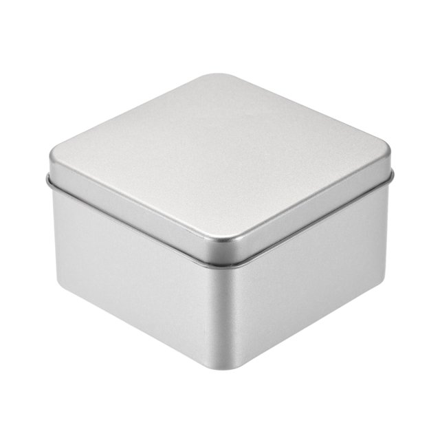 Metal Estaño Caja, 10uds 3.66" x 3.66" x 2.17" Rectangular Vacío Hojalata Almacenamiento Contenedores con Tapas, Plateado Tono