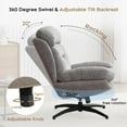 thumbnail image 3 of Swivel Accent Chair with Ottoman for Living Room Bedroom Reading Room, Cozy Lounge Armchair Fluffy Round Tufted Back Adult Gifts for Small Room Lazy Relax Read TV Chair,Gray, 3 of 8