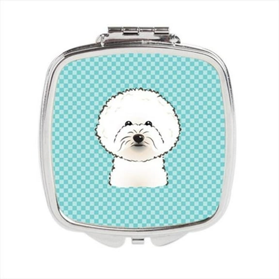 Carolines Treasures  Checkerboard Blue Bichon Frise Compact Mirror