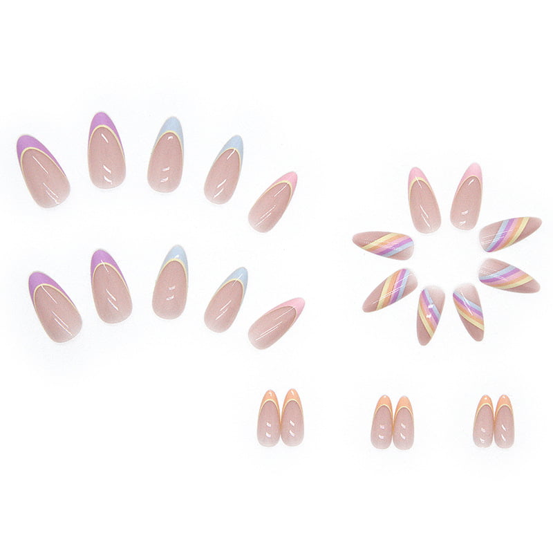 almond color block nails｜TikTok Search