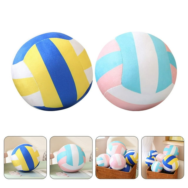 OULII 2pcs Volleyball Banquet Decorations Soft and Comfortable Round Plush Design for Sports Lover Sofa