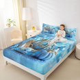 thumbnail image 3 of Manfei Princess Pumpkin Carriage King Sheets,Blue Dreamy High Heels Bedding,4 Pieces,1 Flat Sheet,1 Fitted Sheet and 2 Pillowcases, 3 of 6