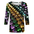 thumbnail image 4 of Cavosen Carnival Women's Shirts and Blouses 3/4 Length Sleeve Mardi Gras Shiny Mask Print Blouse Crewneck Party Holiday Shirts Comfy Stylish Festival Tops Dressy Party Funny Tees 3XL, 4 of 5