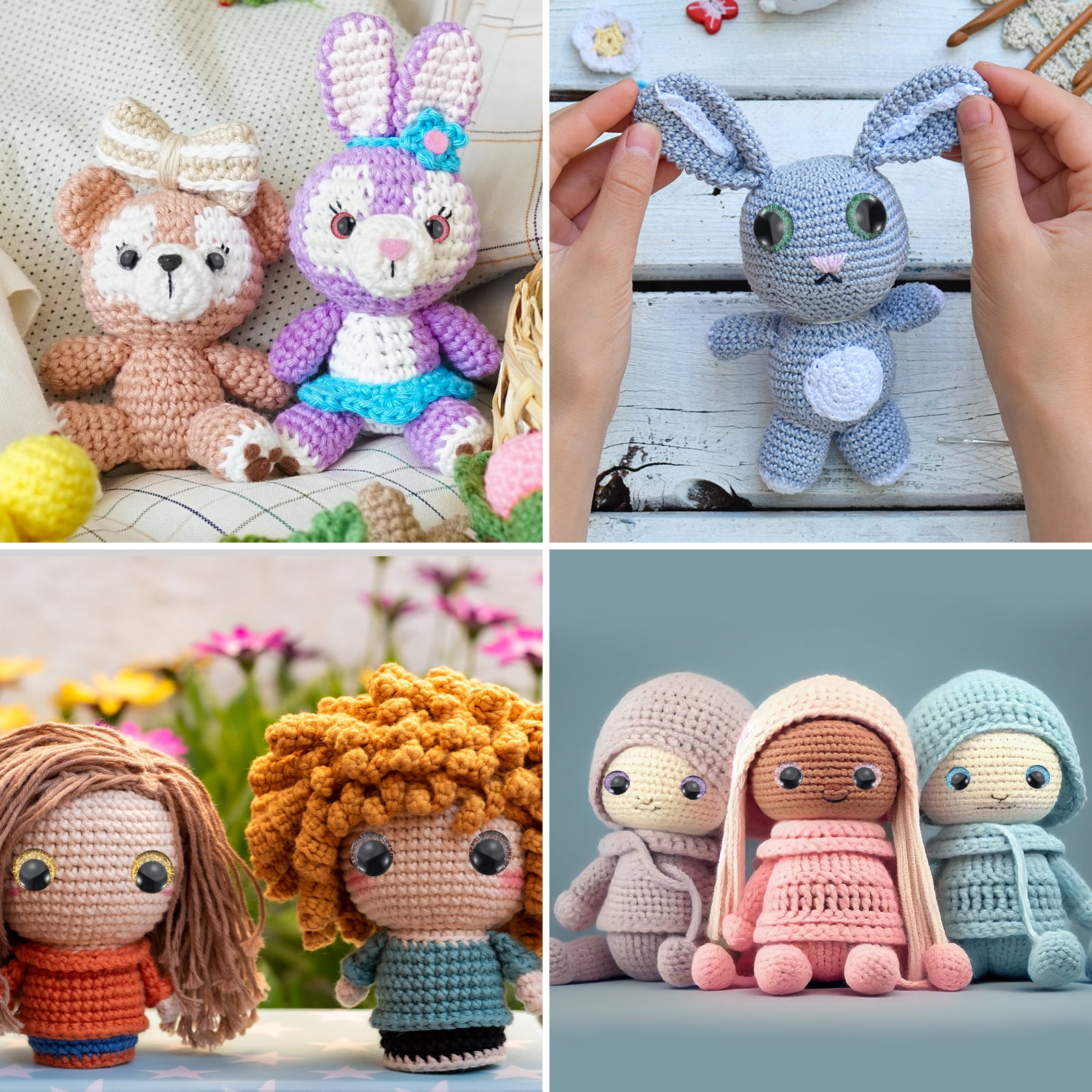 Uxcell 30mm Flash Safety Eyes, 48 Pcs Doll Eyes Realistic Colorful Crocheting Safety Eyes for Decor Crochet Accessories Dolls Craft, Mixed Colors