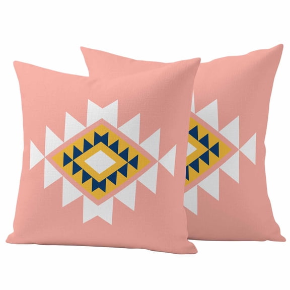 Pink Black Yellow Boho Outdoor Waterproof Pillow Covers, Simple Romantic Abstract Geometric Decorative Square Throw Pillowcase Sofa Cushion Sham for Patio/Couch/Chair, 20"x20" 2 Pack