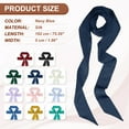 thumbnail image 2 of Uxcell Stylish Ribbon Scarf, Solid Color Skinny Scarf Pure Long Neckerchief Silk Belts Sash Navy Blue, 2 of 7