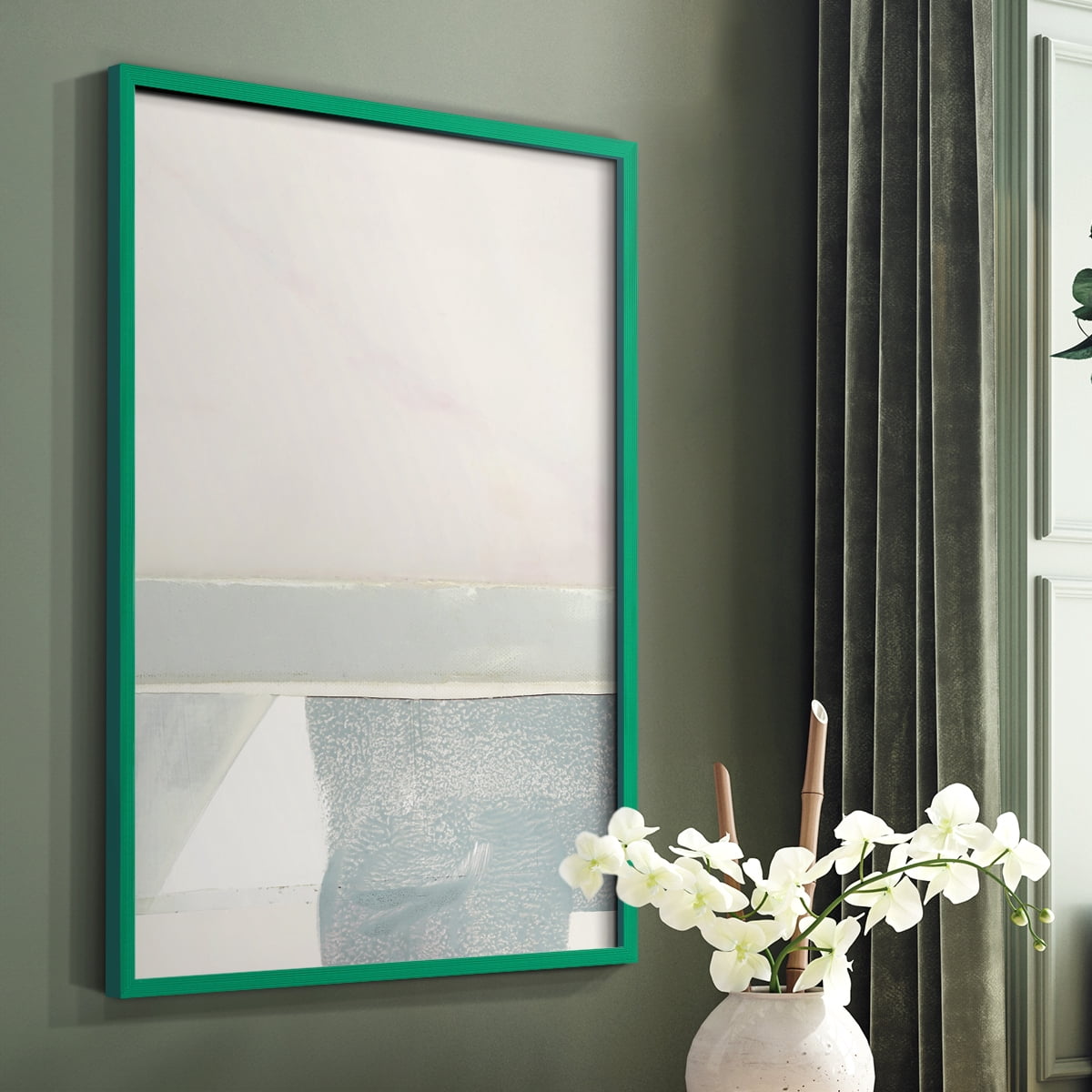 Couturier I Framed Print in Green Solid Wood Framed Print No Nail Hanging
