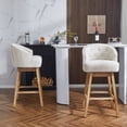 thumbnail image 4 of 2 - Piece Bar Stool Set | 360° Swivel for All - Direction Access | 100% Polyester Upholstery with Decorative Rivets | Adjustable Feet to Fit Any Surface, 4 of 7